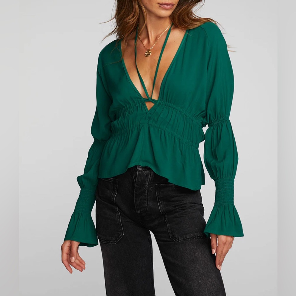 Chaser Brand Rayon Woven Deep V Top